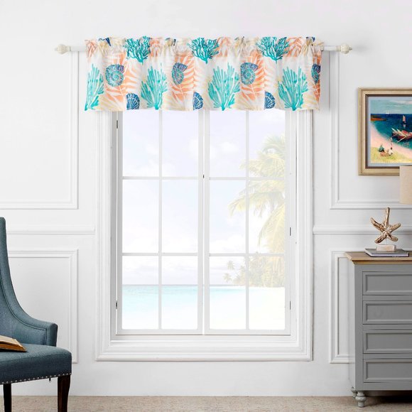 AQUA Montego Coastal Valance Window Treatments - Picture 1 of 4